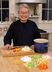 Yasuo Mori prepares a pot of Chi Soup